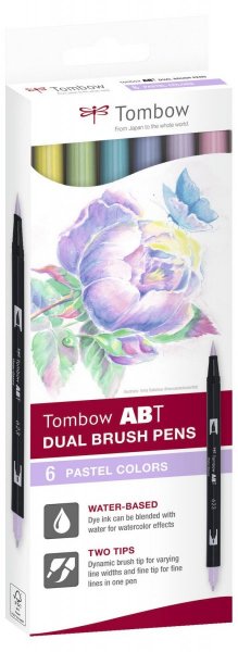 Tombow Sada obojstranných fixiek ABT DUAL BRUSH PEN – Pastels, 6 ks