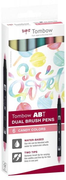 Tombow Sada obojstranných fixiek ABT DUAL BRUSH PEN – Candy colours, 6 ks